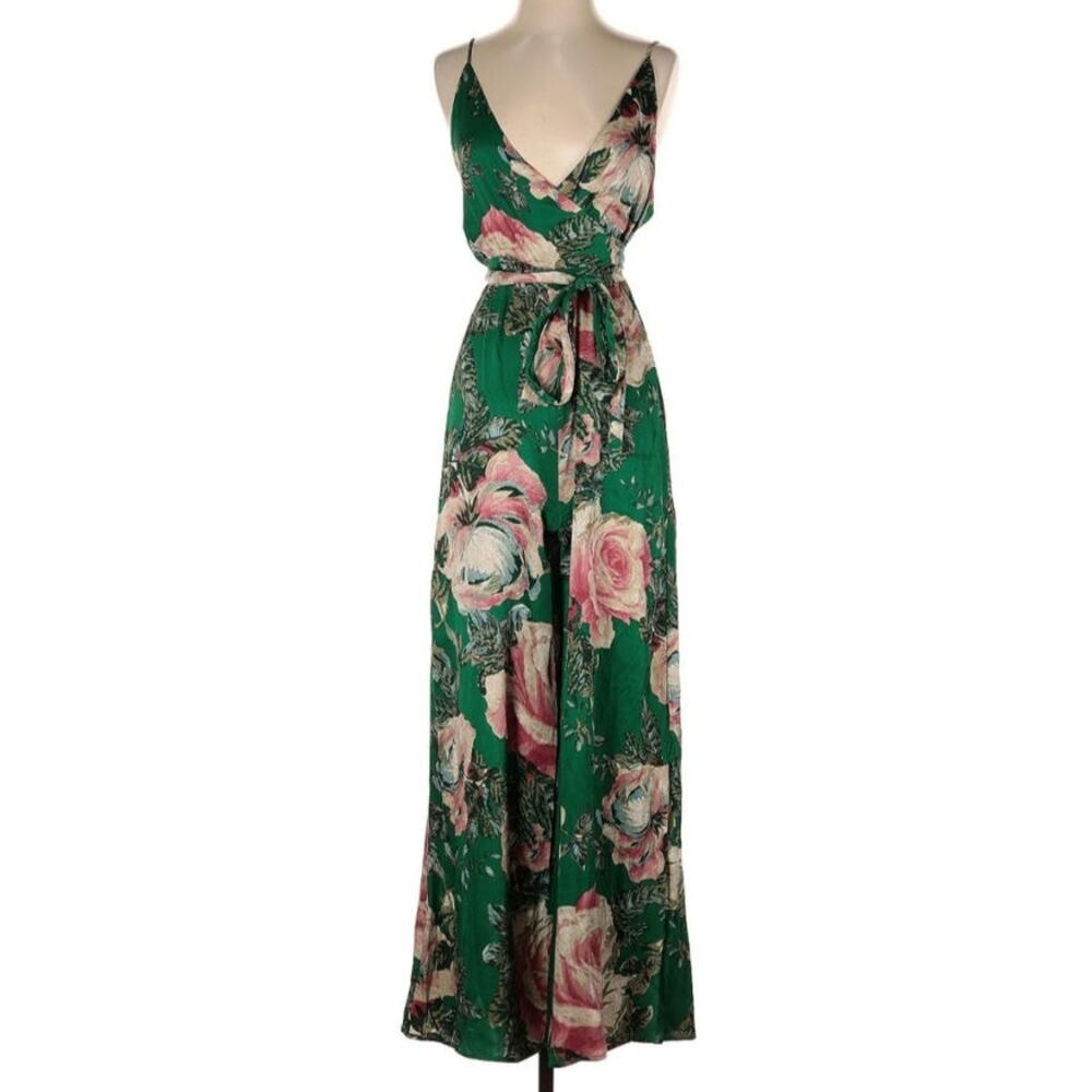 Free People Green Floral Jumpsuit